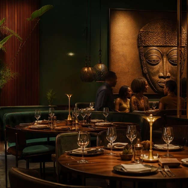 Iroko Kitchen private dining room prepared for guests
